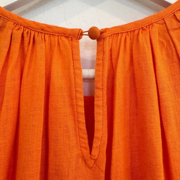 NWT J. Crew 100% Linen Palermo Smocked Waist Mini Dress New Summer Orange Small - Picture 8 of 10